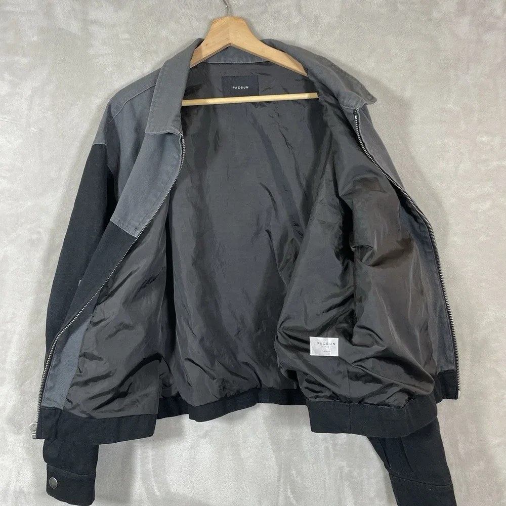 Pacsun Jacket Mens Medium Detroit Santa Fe Western Black Gray Boxy Fit Lined